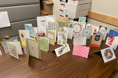 Thank you cards on a table